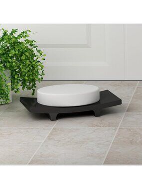 Nu Steel Loft Collection Black Metallic Resin Material Wide Profile Soap Dish
